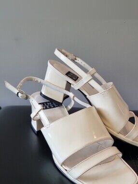 Nine West White Patent Leather Sandals
